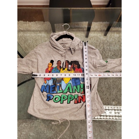 Onfire Womens Gray 100% Cotton Hooded Drawstring Long Sleeve Top Blouse Medium - Picture 7 of 14